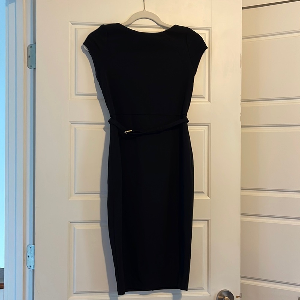 Express black midi dress with belt